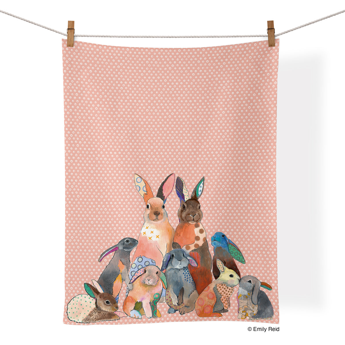 Multiplying Cotton Tea Towel, Emily Reid, where to buy tea towels, tea towels for sale,
cool dish towels, cotton kitchen towels, animals, bunnies