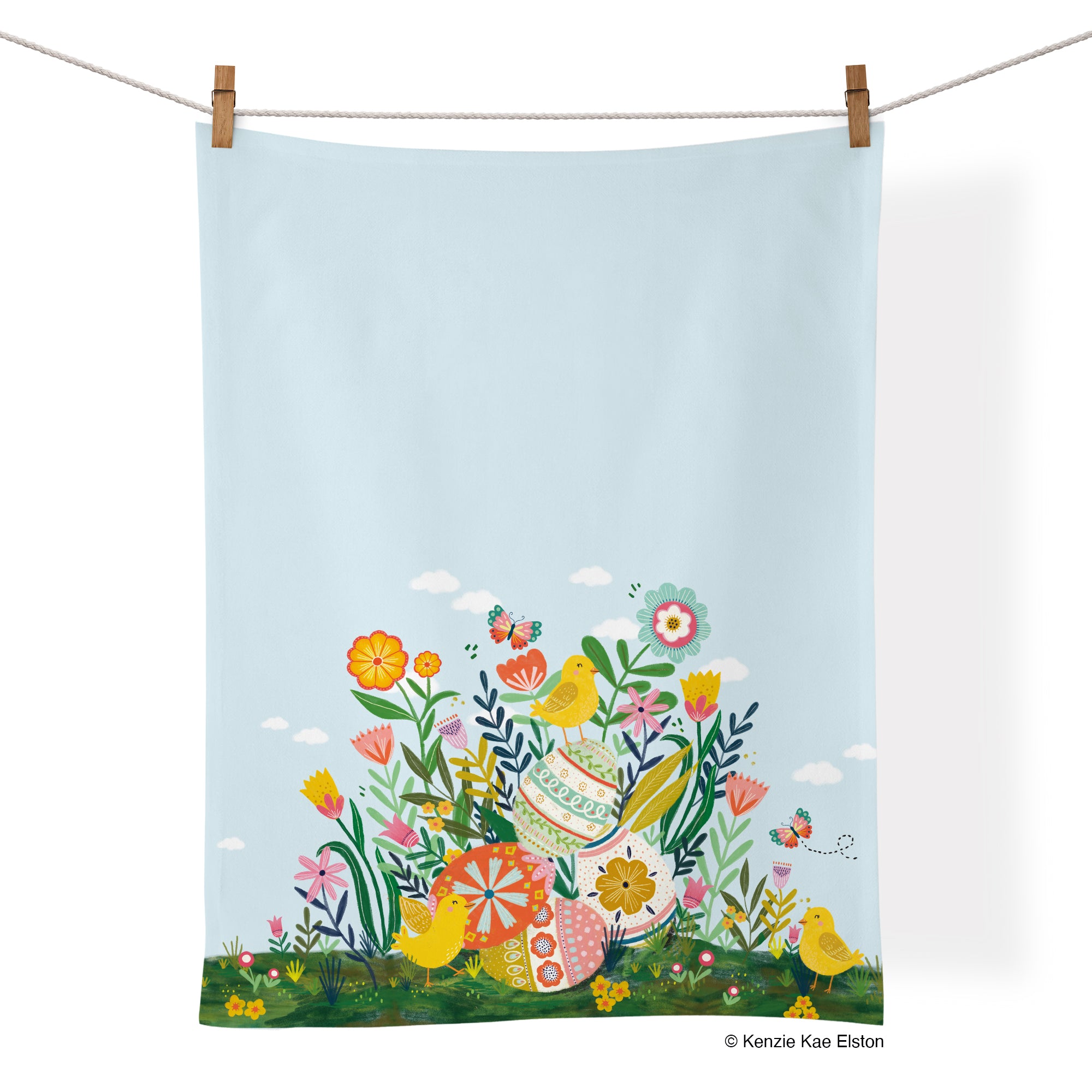 Art by Kenzie Kae Elston, Easter Garden 100% Cotton Kitchen Tea Towel, artistic cotton towels, cotton tea towels, kitchen decor, 100% cotton kitchen towel,
