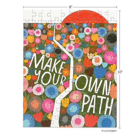 Make Your Own Path 100 Piece Puzzle Snax, art by Lisa Congdon, colorful floral puzzle, travel size puzzles, gifts for kids