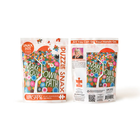 Make Your Own Path 100 Piece Puzzle Snax, art by Lisa Congdon, colorful floral puzzle, travel size puzzles, gifts for kids