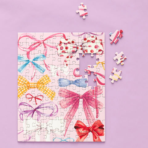 Ribbons & Bows 100 Piece Jigsaw Puzzle, pretty pink puzzle for kids, hair bows