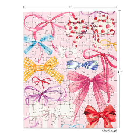 Ribbons & Bows 100 Piece Jigsaw Puzzle, pretty pink puzzle for kids, hair bows