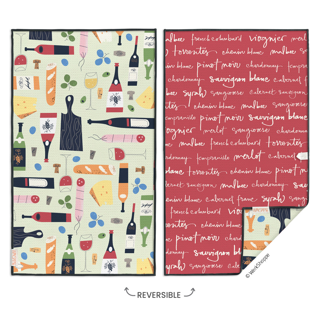 Wine & Cheese Please Microfiber Kitchen Towel