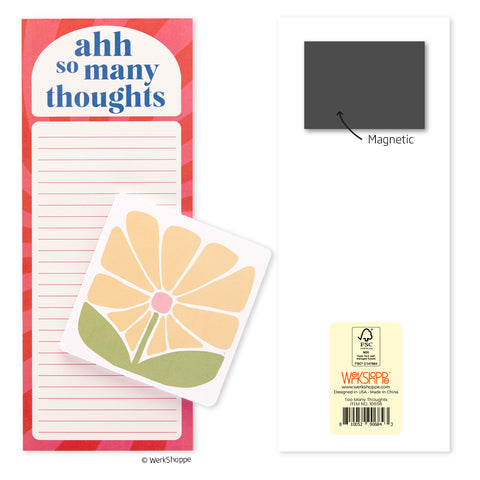 Too Many Thoughts Magnetic Pad Set, kitchen notepads, magnetic notepads, magnetic grocery list pads,
 magnetic notepad for fridge, kitchen notepad set