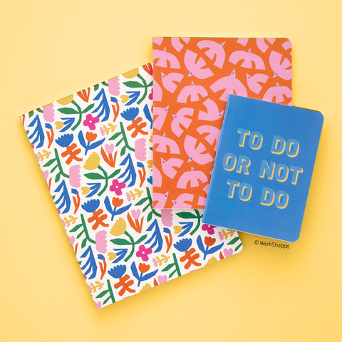 To Do Or Not To Do Stitched Notebook Set, bright colored journals, notebook gift set, notebook paper, cute notebooks, small notebook, journal notebook, journal set, sewn notepads