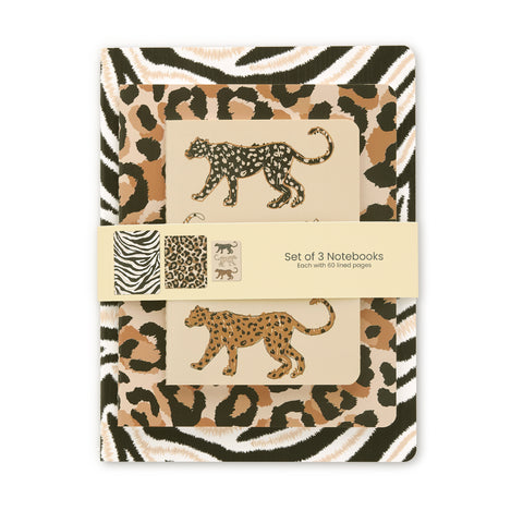 Savanna Stitched Notebook Set, animal print journals, jungle cats, notebook gift set, notebook paper, cute notebooks, small notebook, journal notebook, journal set, sewn notepads