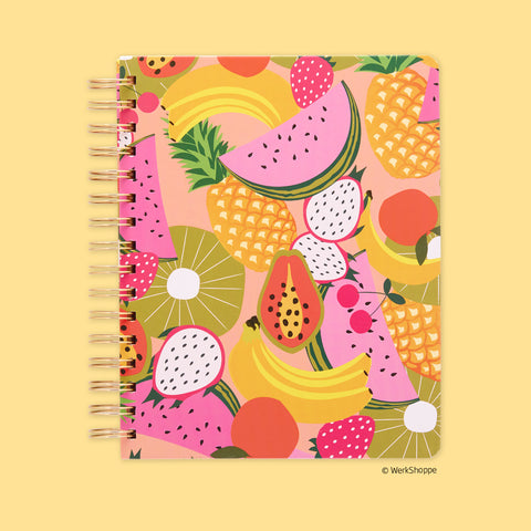 Squeeze The Day Spiral Notebook, spiral journals, spiral note book, spiral journal, wirebound notebook, spiral bound journal, tropical fruit pattern journal