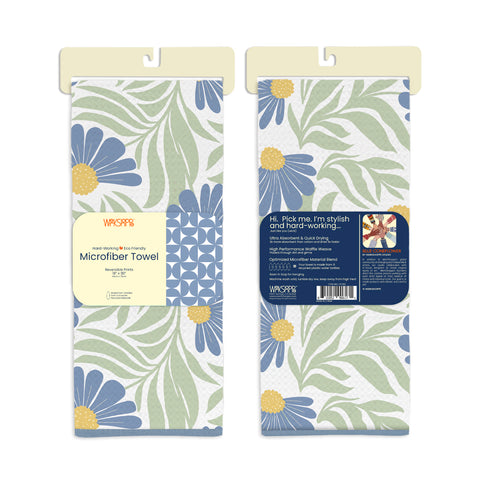 Blue Coneflower Microfiber Towel, reversible microfiber towels, artistic kitchen towels, kitchen towels
eco-friendly microfiber towels, ultra-absorbent, quick drying