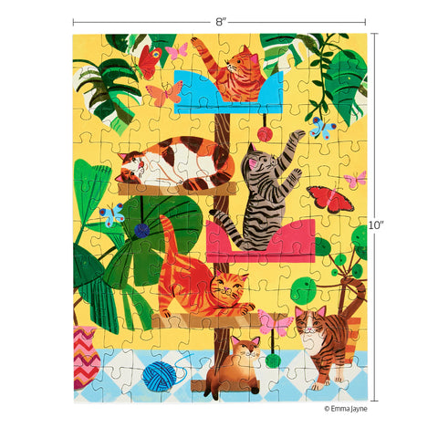 Cat Tree 100 Piece Puzzle Snax, art by emma jayne, kids puzzle, cat puzzle, on the go puzzles