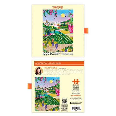 Village Vineyard 1000 Piece Puzzle, art by Nolwenn Denis, countryside vineyard scene, artist designed puzzles, shop unique jigsaw puzzles