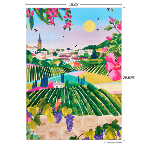 Village Vineyard 1000 Piece Puzzle, art by Nolwenn Denis, countryside vineyard scene, artist designed puzzles, shop unique jigsaw puzzles