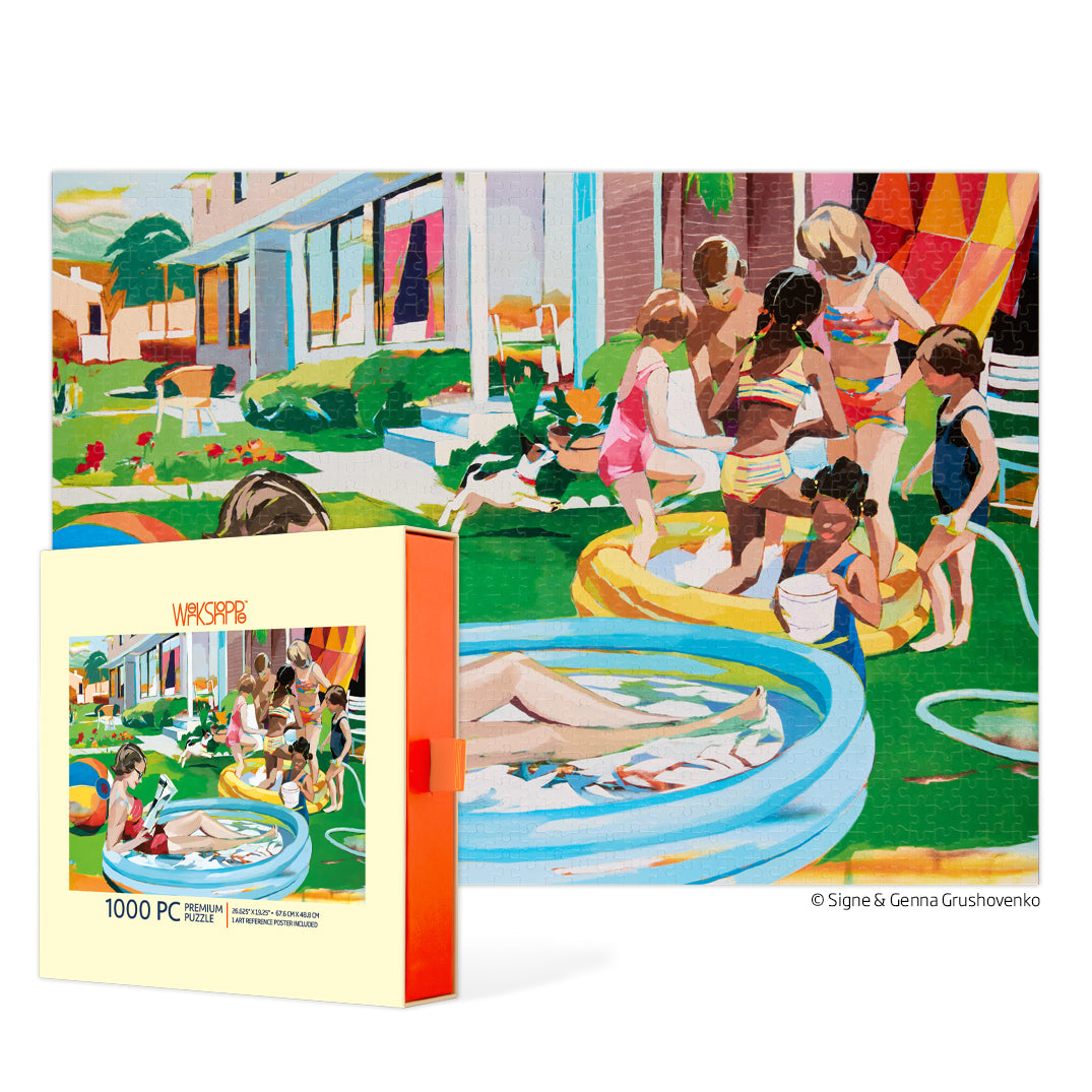 Art by the Grushovenkos, cooling off 1000 piece puzzle, artist designed puzzles, unique jigsaw puzzles for sale