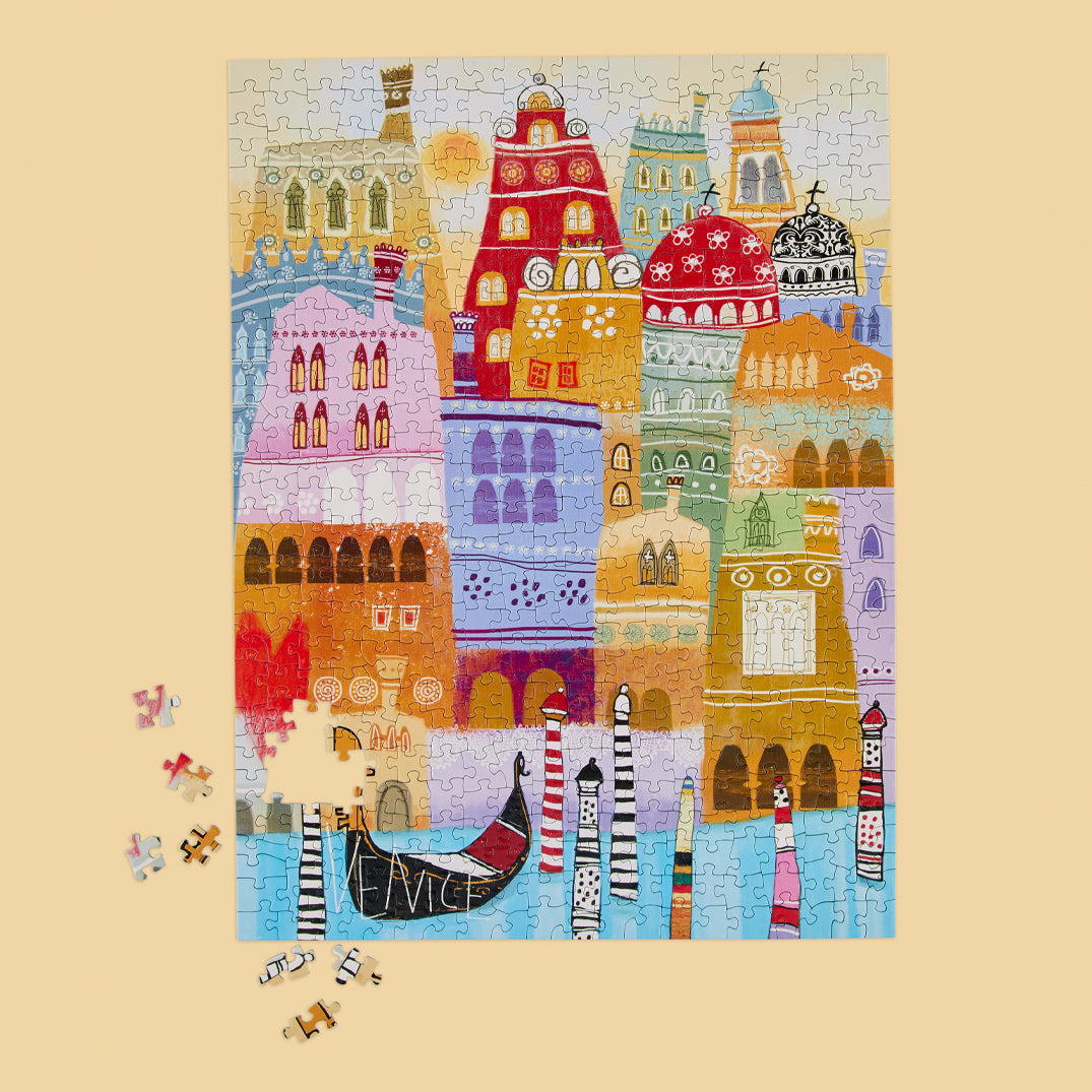 Art by the Amaranta De Francisci, Venice 500 piece jigsaw puzzle, 100% recycled & non-toxic, puzzle gifts