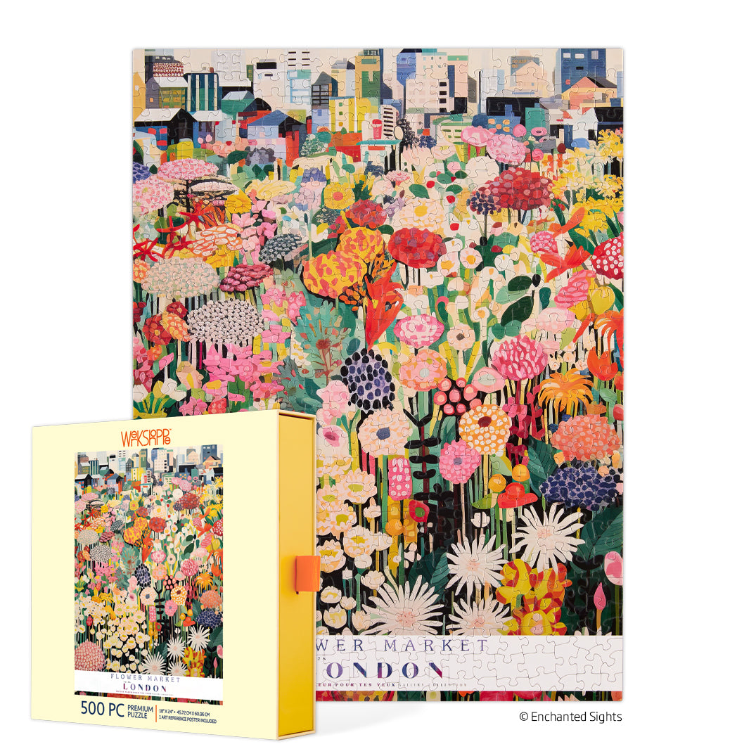 London Flower Market 500 Piece Puzzle, floral puzzle, artist designed puzzles, unique puzzles