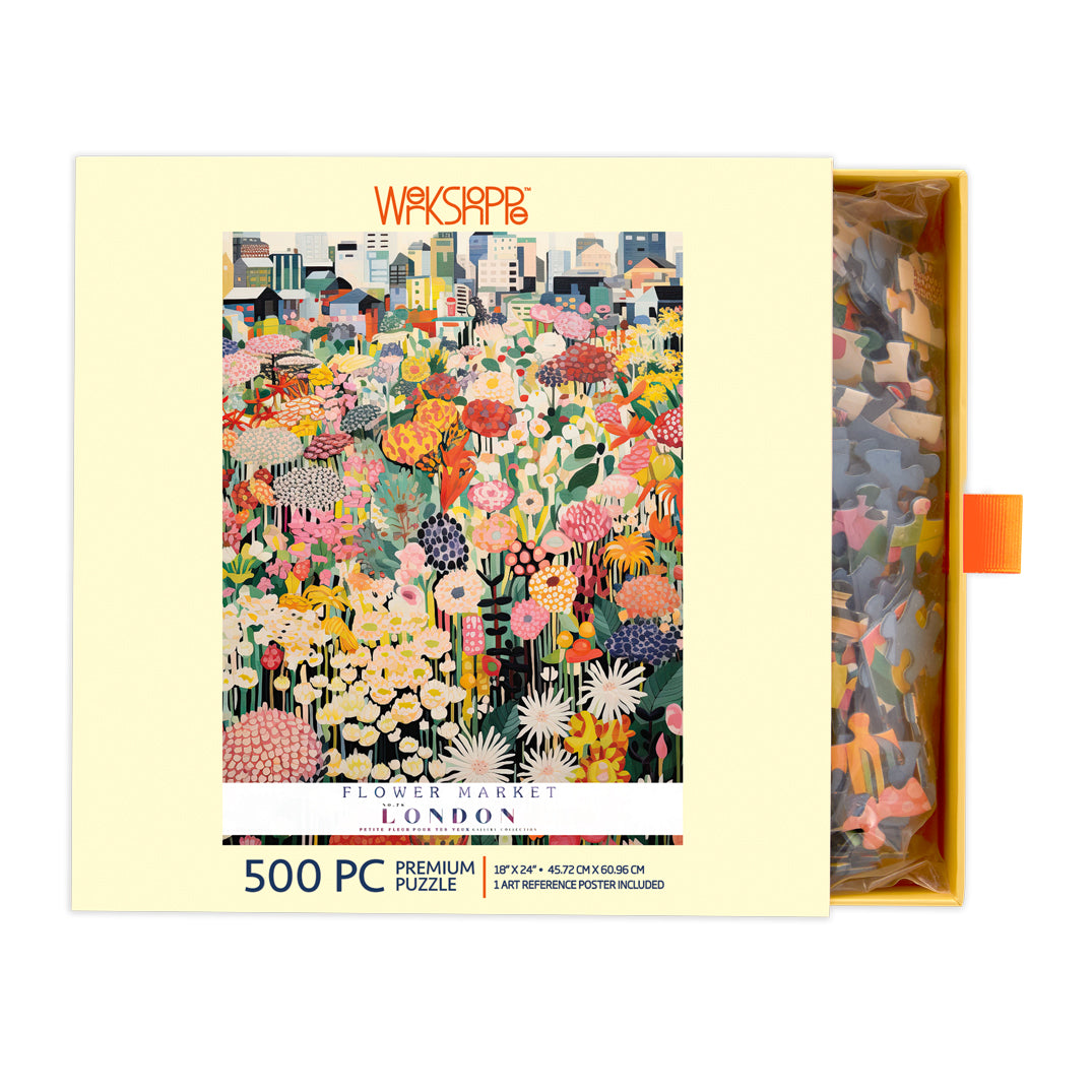 London Flower Market 500 Piece Puzzle, floral puzzle, artist designed puzzles, unique puzzles