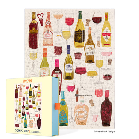 Wine Tasting 500 Piece Puzzle, art by helen black, wine lovers, jigsaw puzzles for adults, cool puzzles, artist designed 