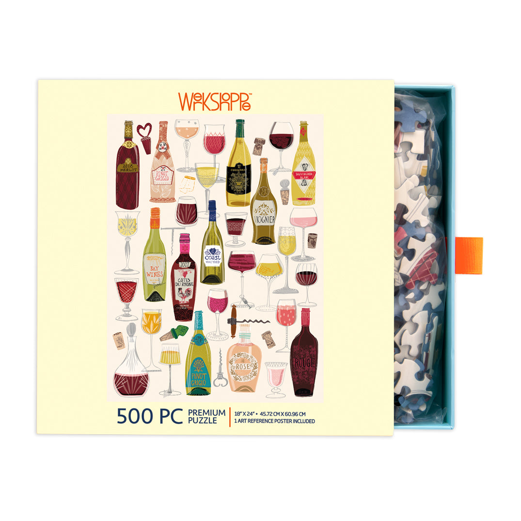 Wine Tasting 500 Piece Puzzle, art by helen black, wine lovers, jigsaw puzzles for adults, cool puzzles, artist designed 