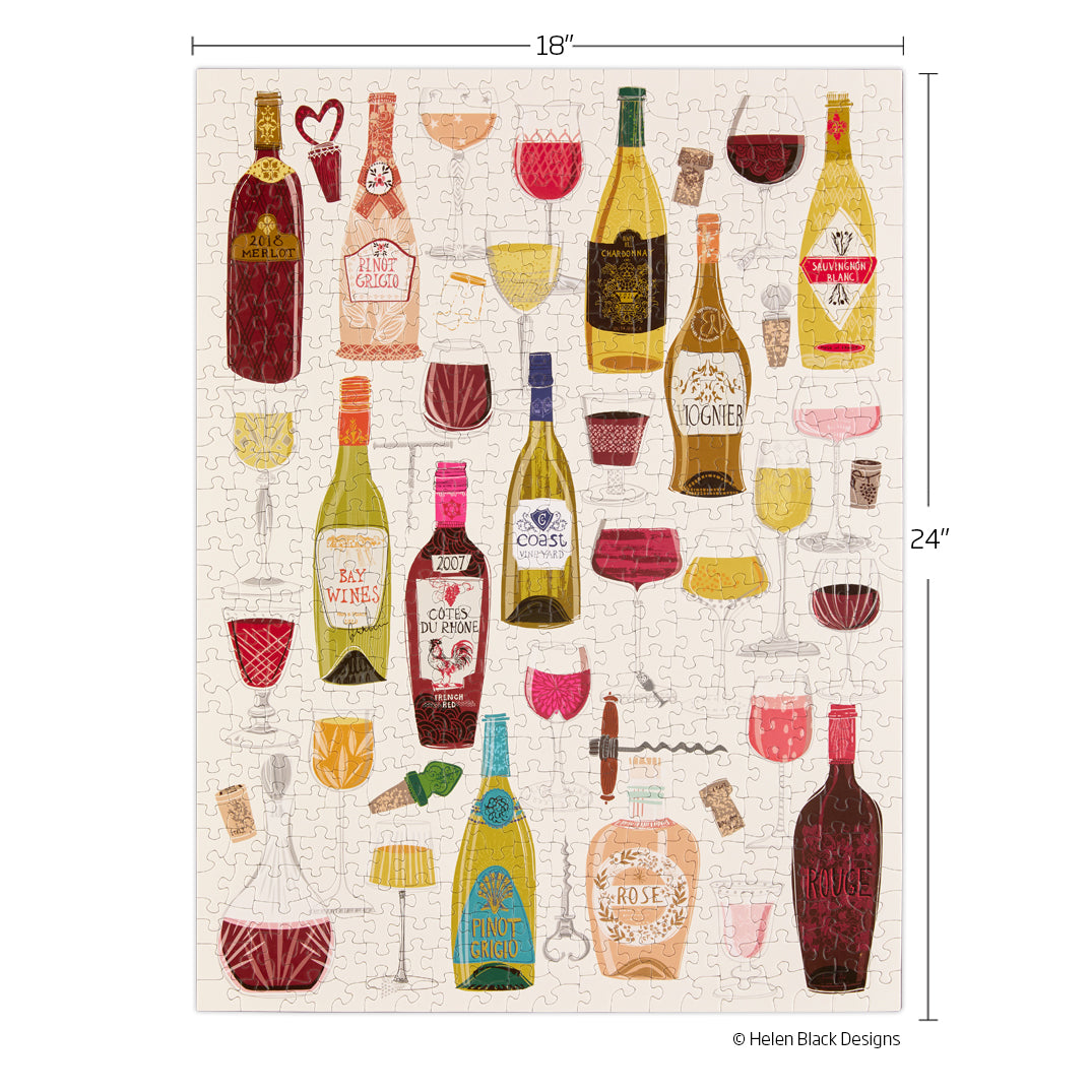 Wine Tasting 500 Piece Puzzle, art by helen black, wine lovers, jigsaw puzzles for adults, cool puzzles, artist designed 