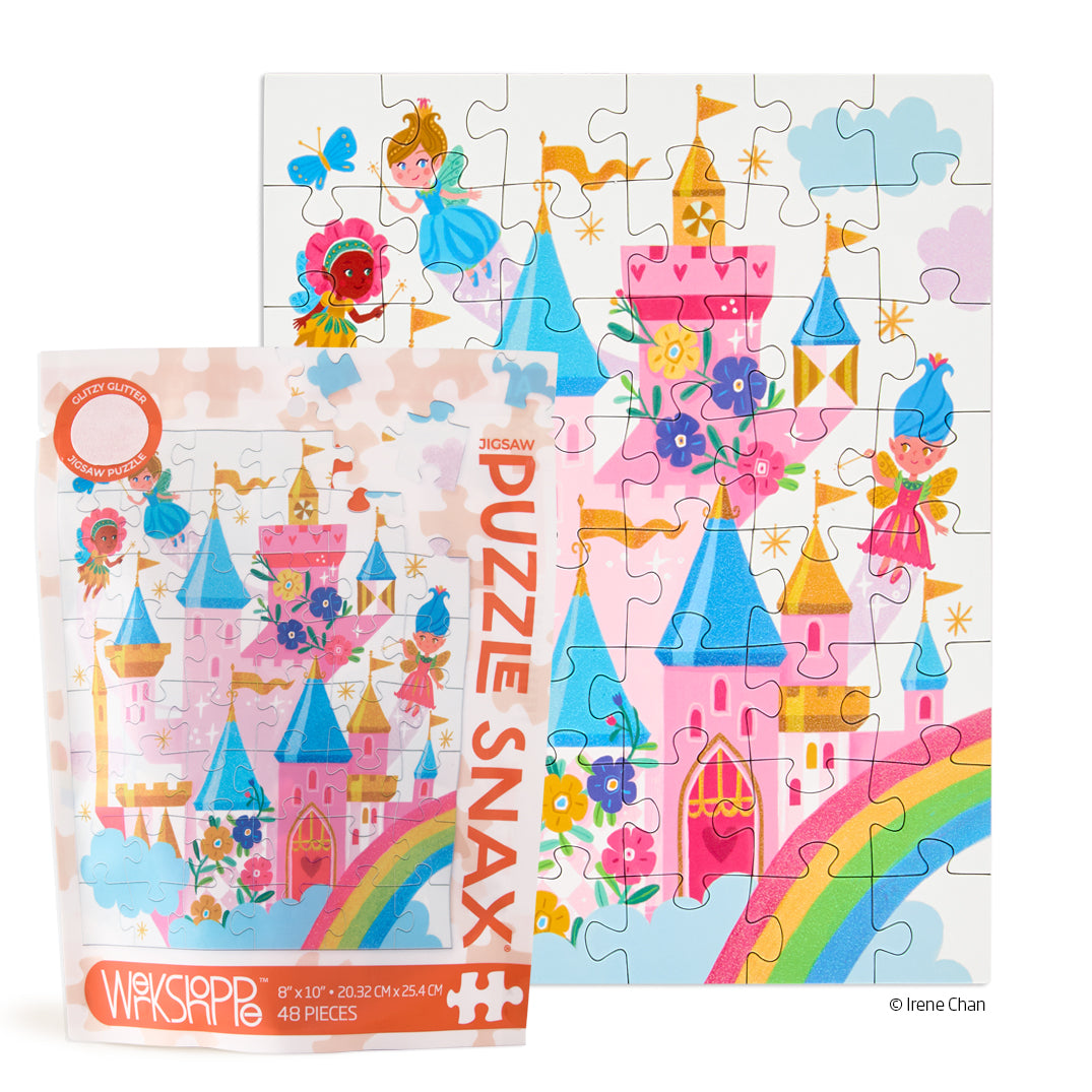 Fairy Castle 48 Piece Puzzle Snax, art by Irene Chen, fairies castles & princesses, jigsaw puzzles for kids