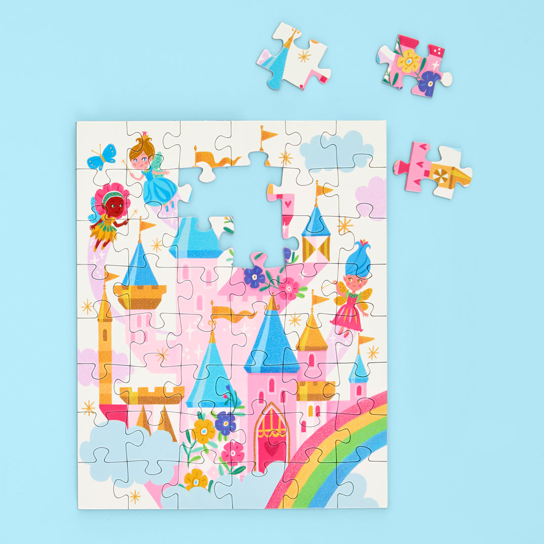 Fairy Castle 48 Piece Puzzle Snax, art by Irene Chen, fairies castles & princesses, jigsaw puzzles for kids