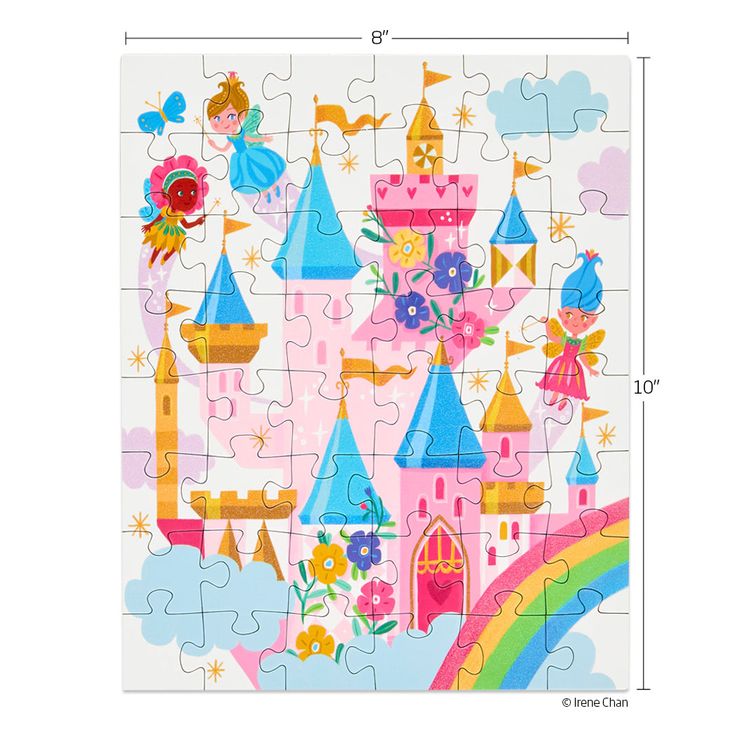 Fairy Castle 48 Piece Puzzle Snax, art by Irene Chen, fairies castles & princesses, jigsaw puzzles for kids