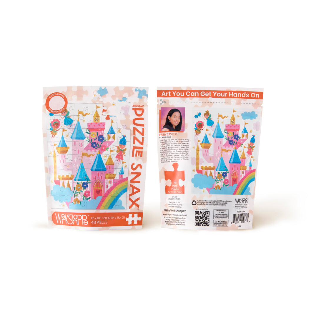 Fairy Castle 48 Piece Puzzle Snax, art by Irene Chen, fairies castles & princesses, jigsaw puzzles for kids