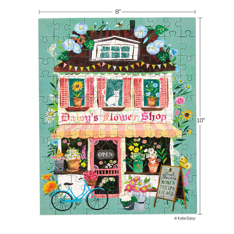 Daisy's Flower Shop 100 Piece Puzzle Snax, art by katie daisy, flower puzzle, floral, puzzle for kids