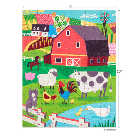 Farm Friends 48 Piece Puzzle Snax, art by Irene chen, cute animals, farm puzzle, travel size puzzles, gifts for kids