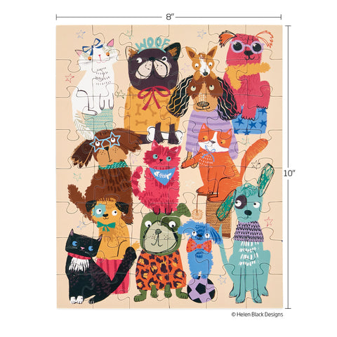 Fur Babies 48 Piece Puzzle Snax, art by Helen Black, dogs & cats kids jigsaw puzzle, cute animal puzzle for beginners